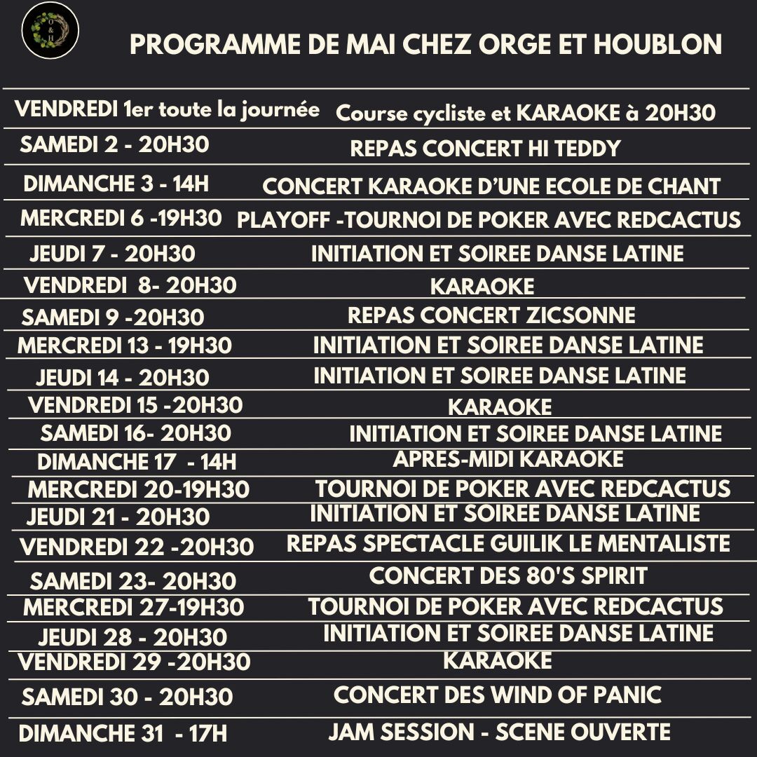 Programme de mai 2026