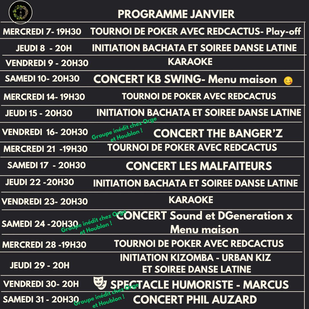 Programme de janvier 2026