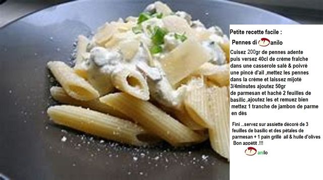 Recette de pennes di Danilo