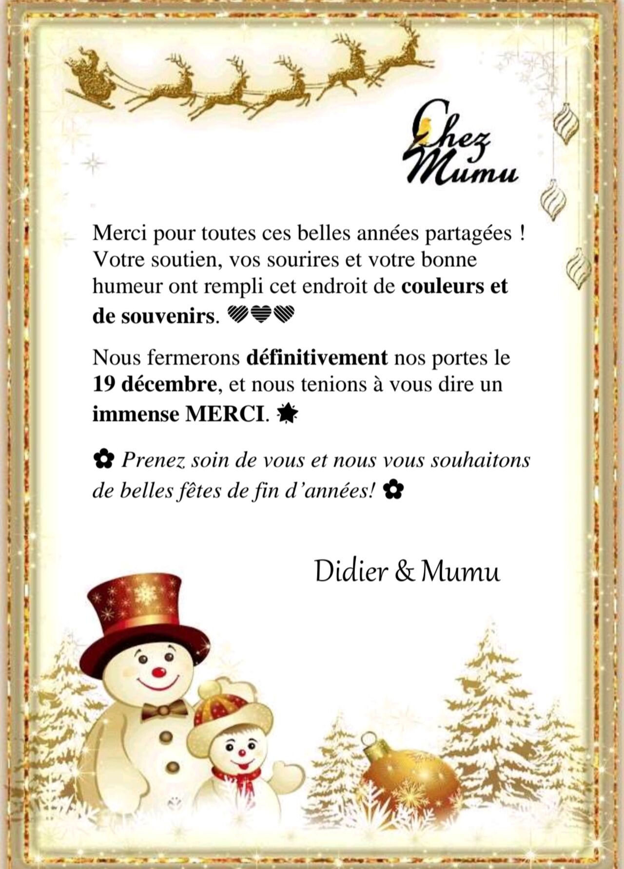 ⚠️ Fermeture définitive ⚠️