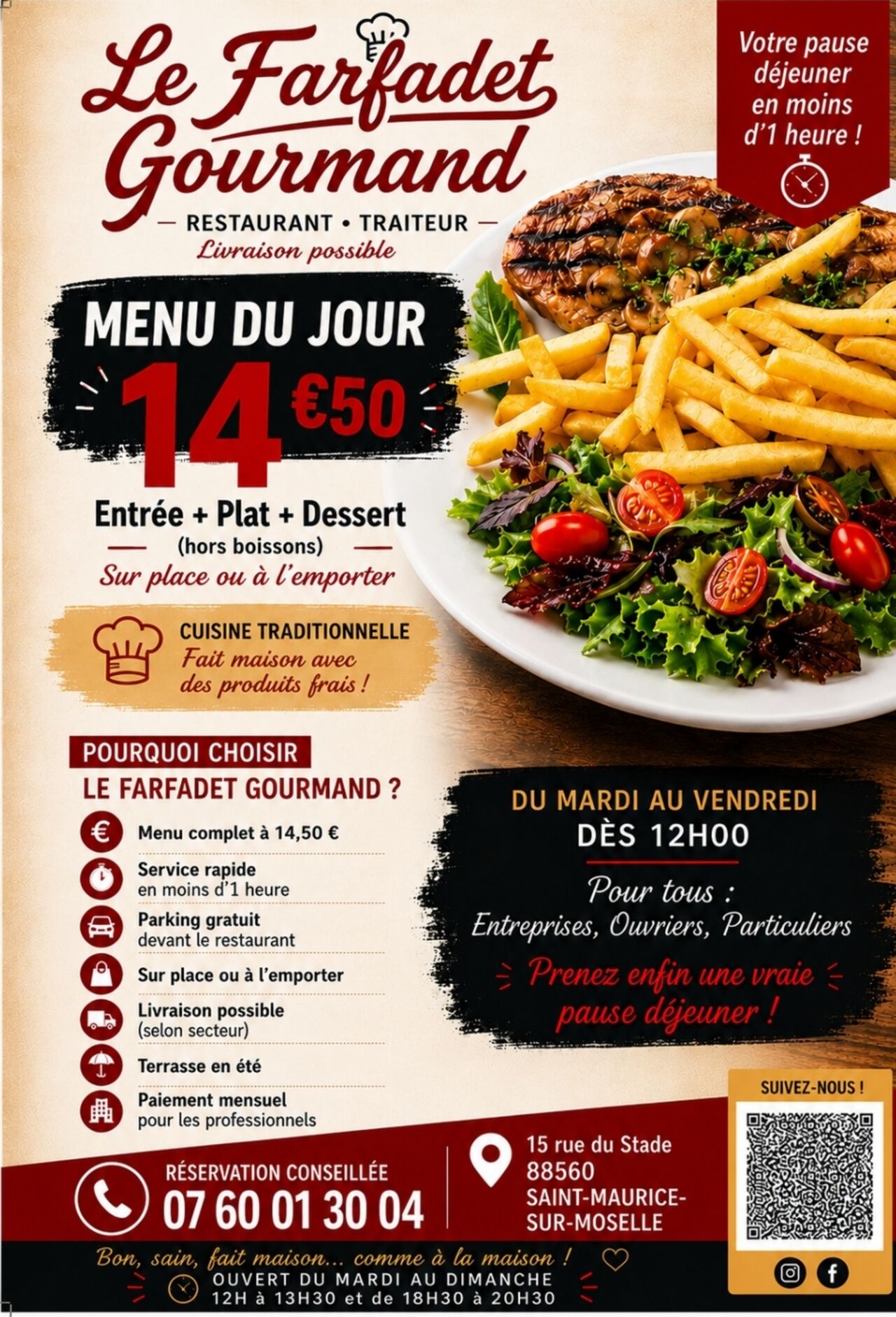 Menu du Jour 14€50