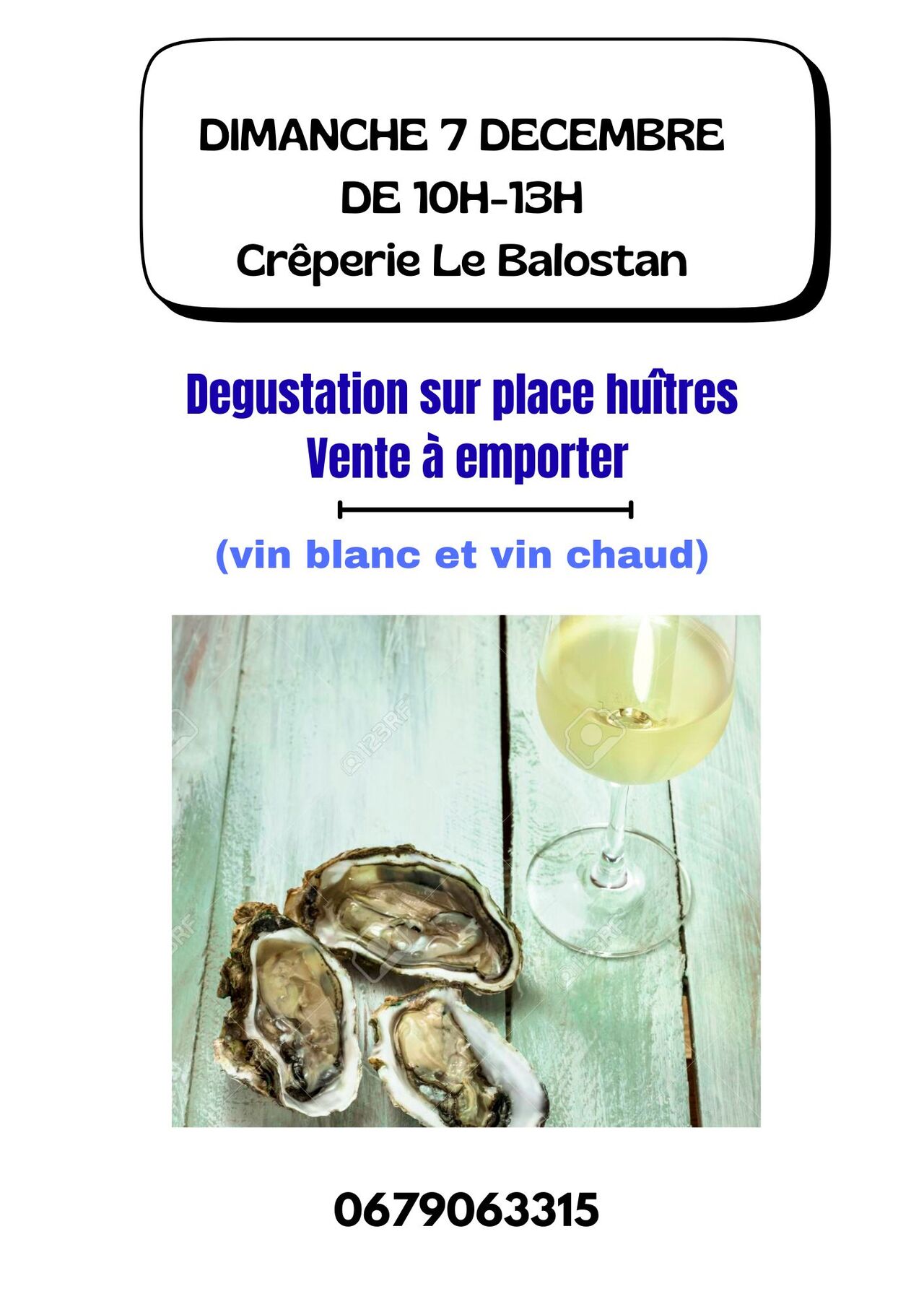 VENTE HUITRES LE DIMANCHE 7/12
