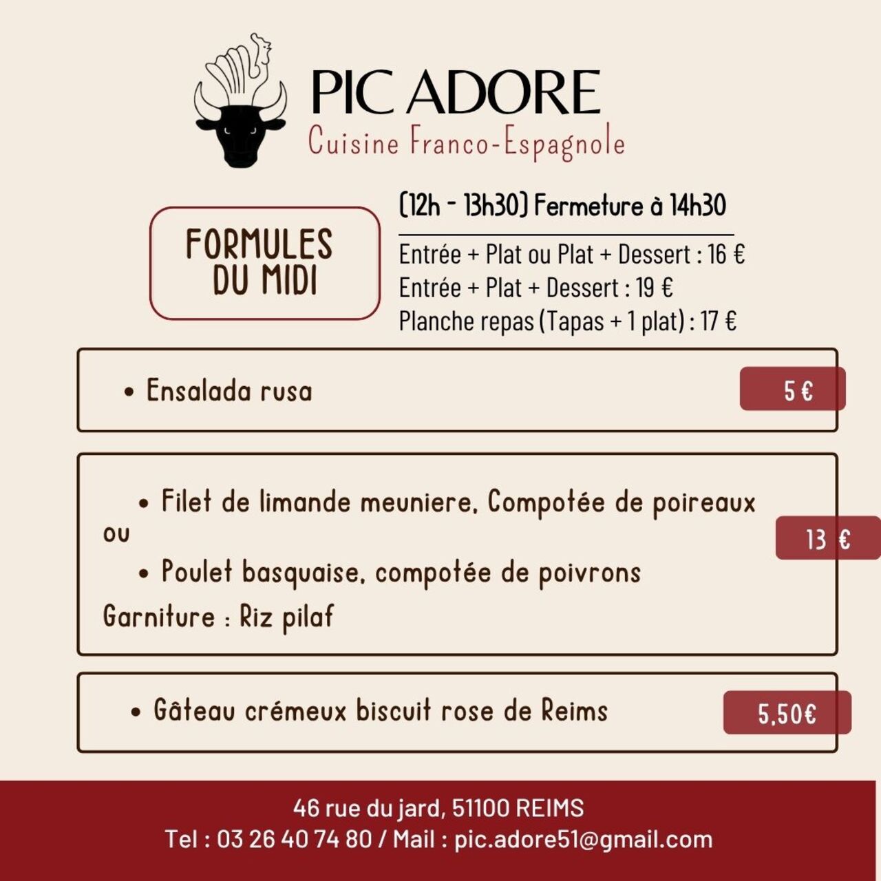 MENU DU MIDI