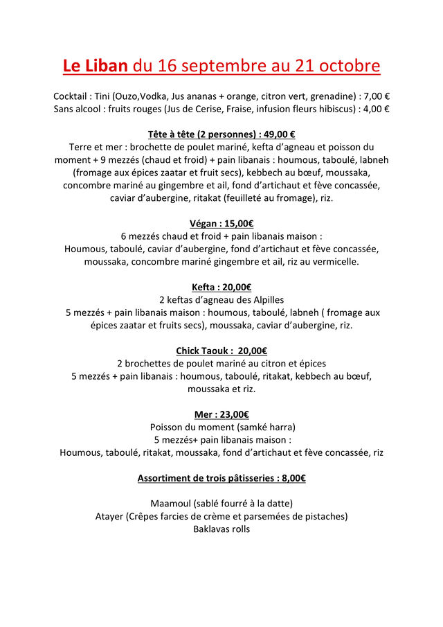 La carte du Liban 2020