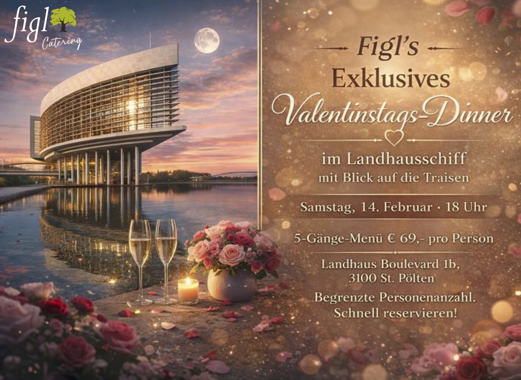 Figl's Exklusives Valentinstags-Dinner im Landhausschiff
