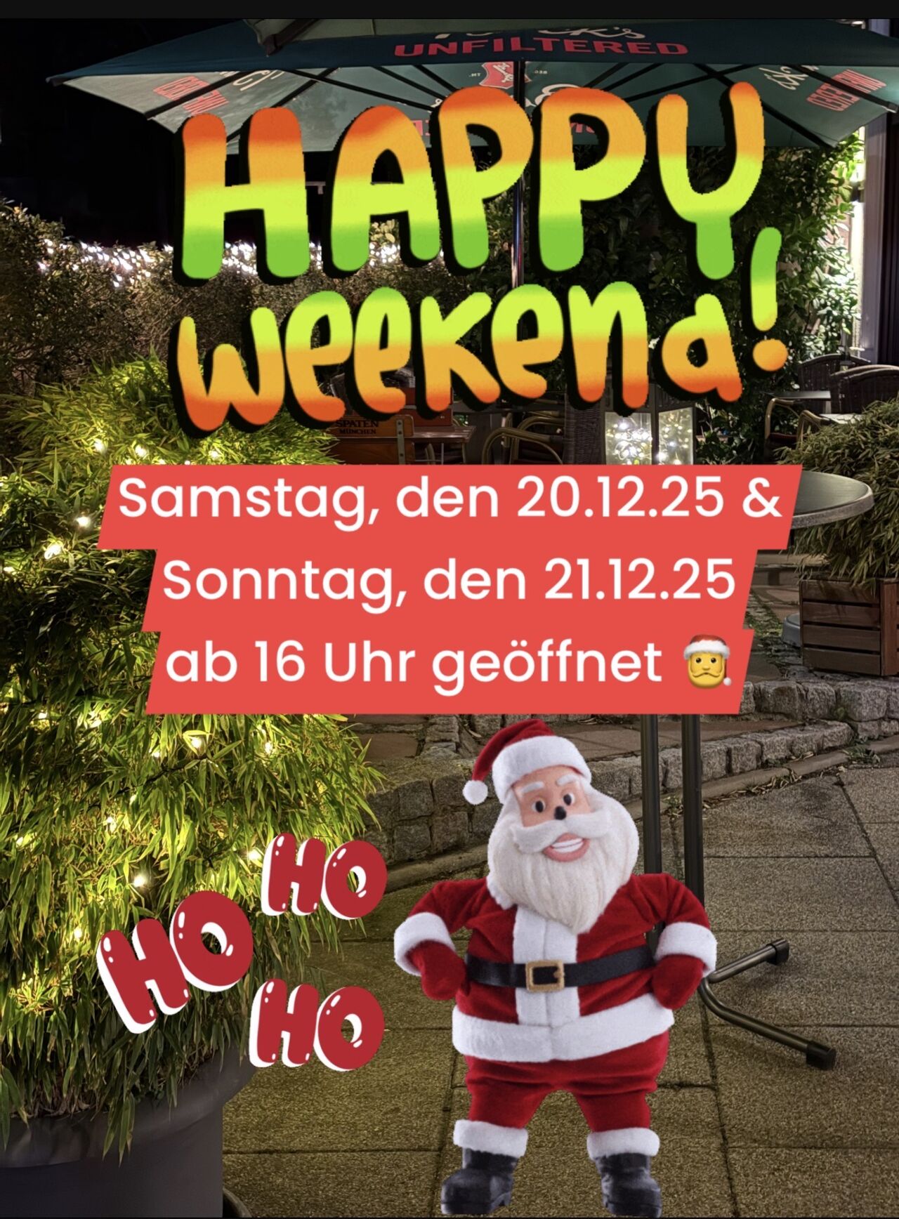 Samstag, den 20.12.25 & Sonntag, den 21.12.25 ab 16 Uhr geöffnet☃️