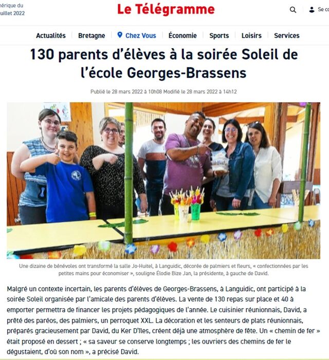 SOIREE SOLEIL ECOLE George Brassens Languidic