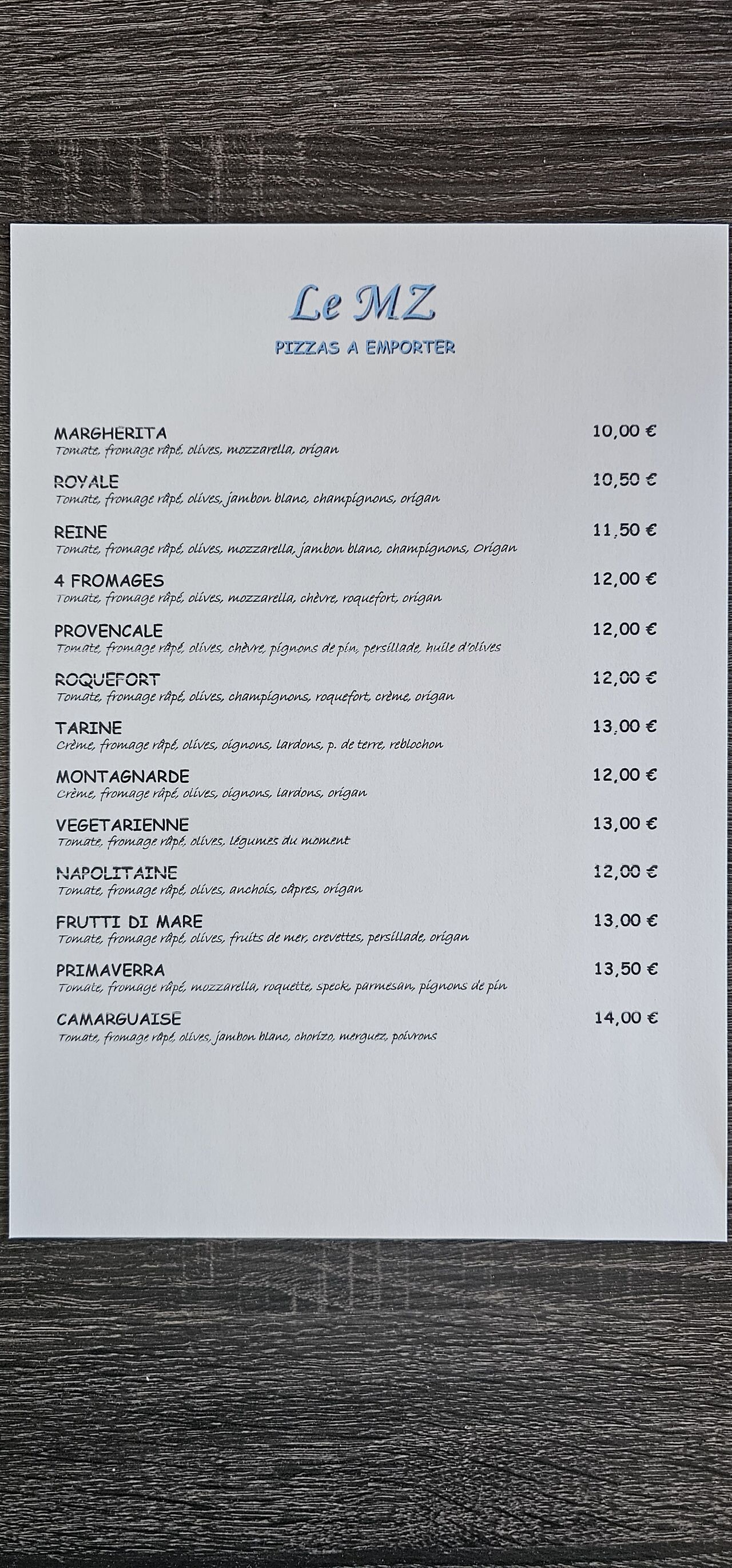 Nos pizzas à emporter 2 pages