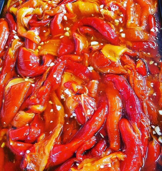 Poivrons grillés ail et huile d’olive maison 