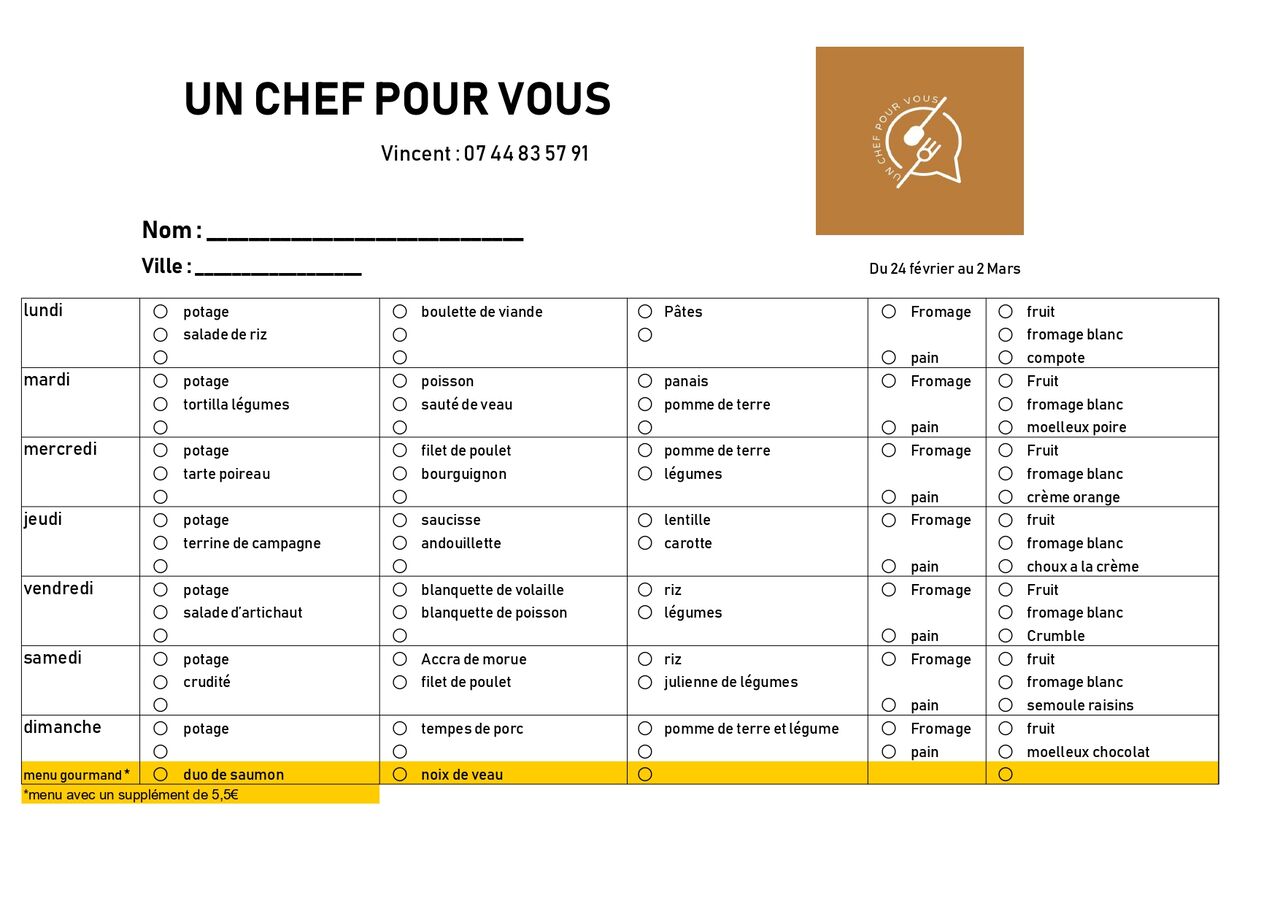 Exemple Menu Semaine