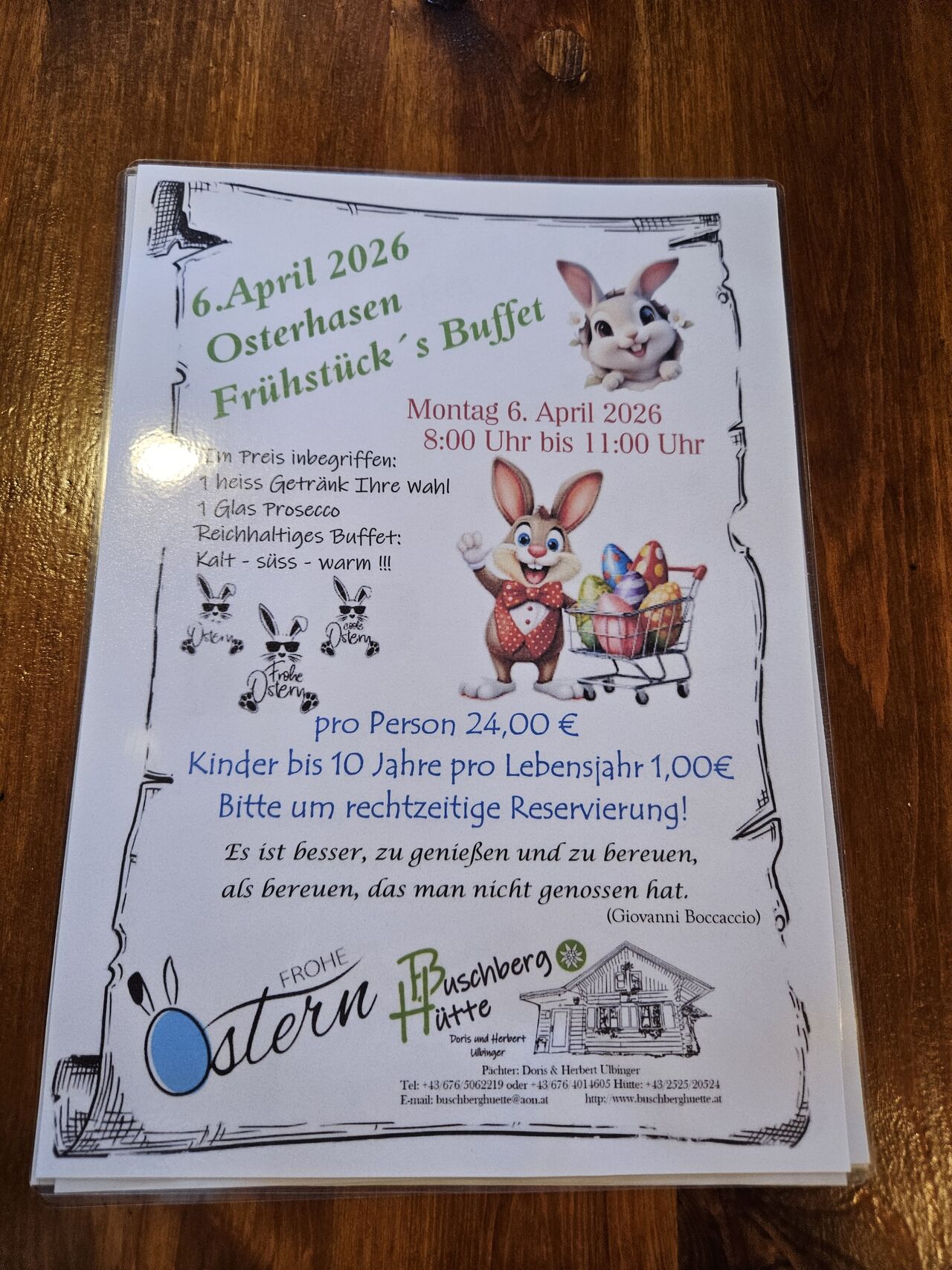 Osterhasen Frühstücks Buffet