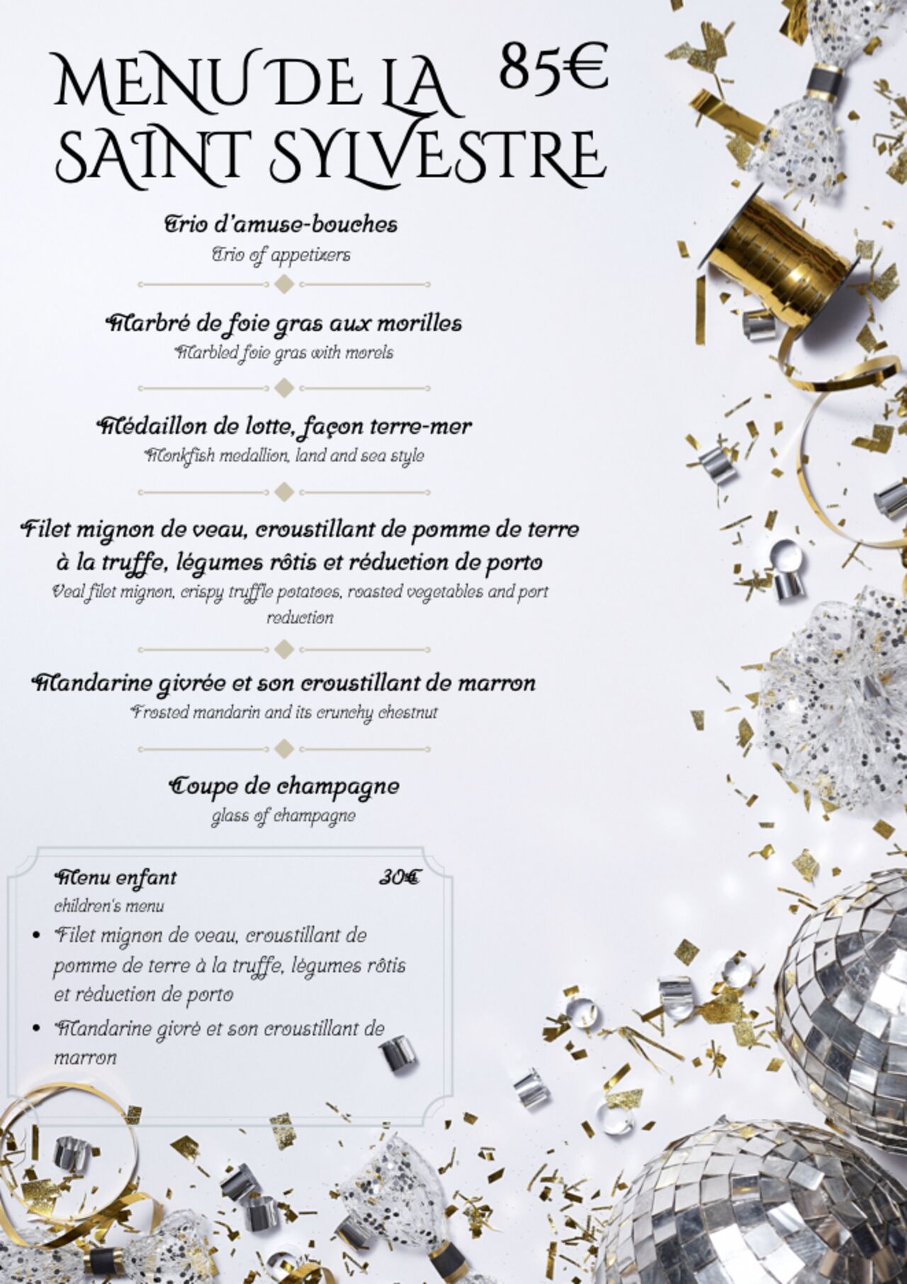 Menu Saint Sylvestre
