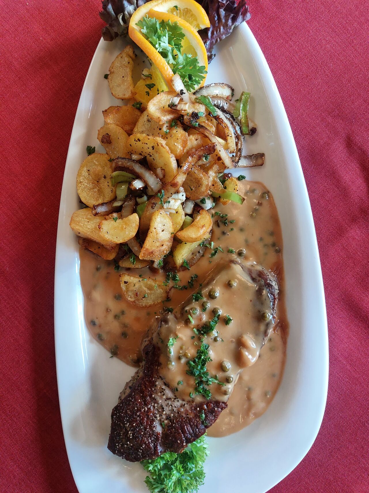 Pfeffer-Rumpsteak mit Bratkartoffeln