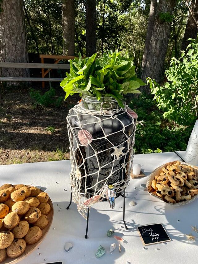 Black mojito - rhum, purée de mûre, crème de mûre, sirop de canne, perrier, menthe fraîche -