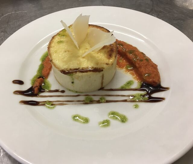 Parfait de poireaux sauce tomate acidulée