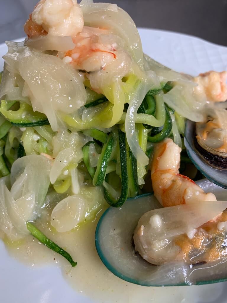 Espaguetis de Calabacín con Marisco