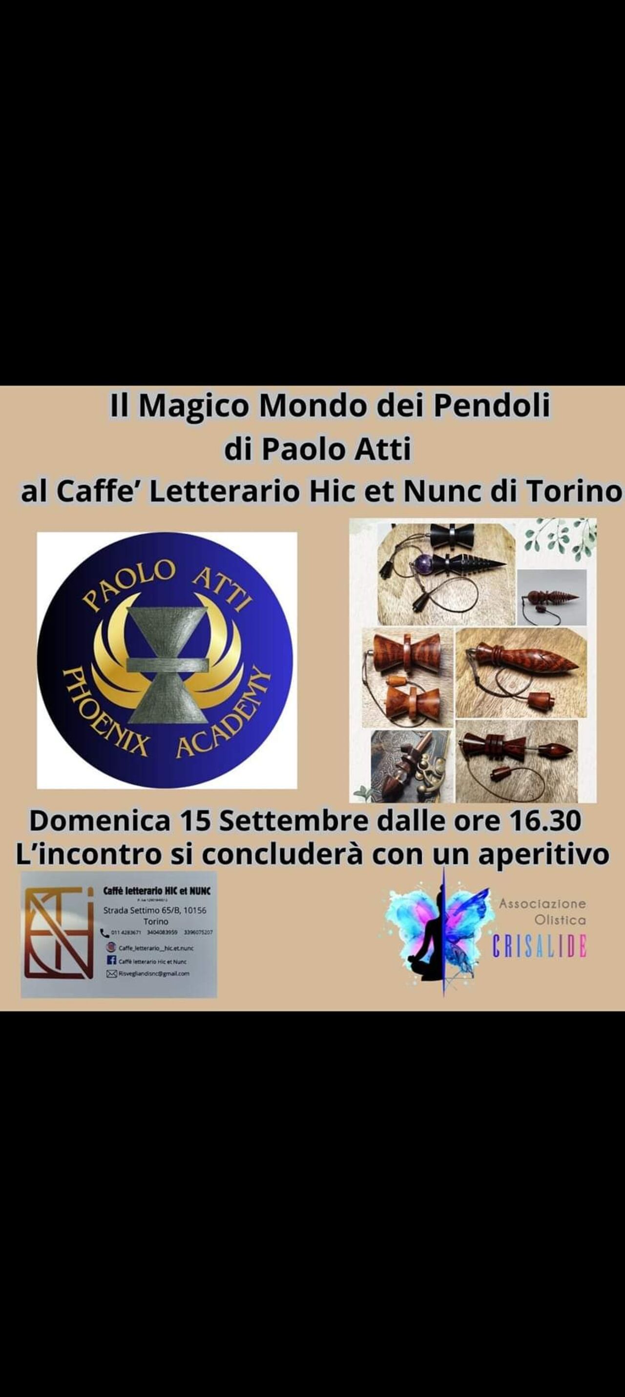 Domenica 15 settembre " IL MAGICO MONDO DEL PENDOLO CON PAOLO ATTI"