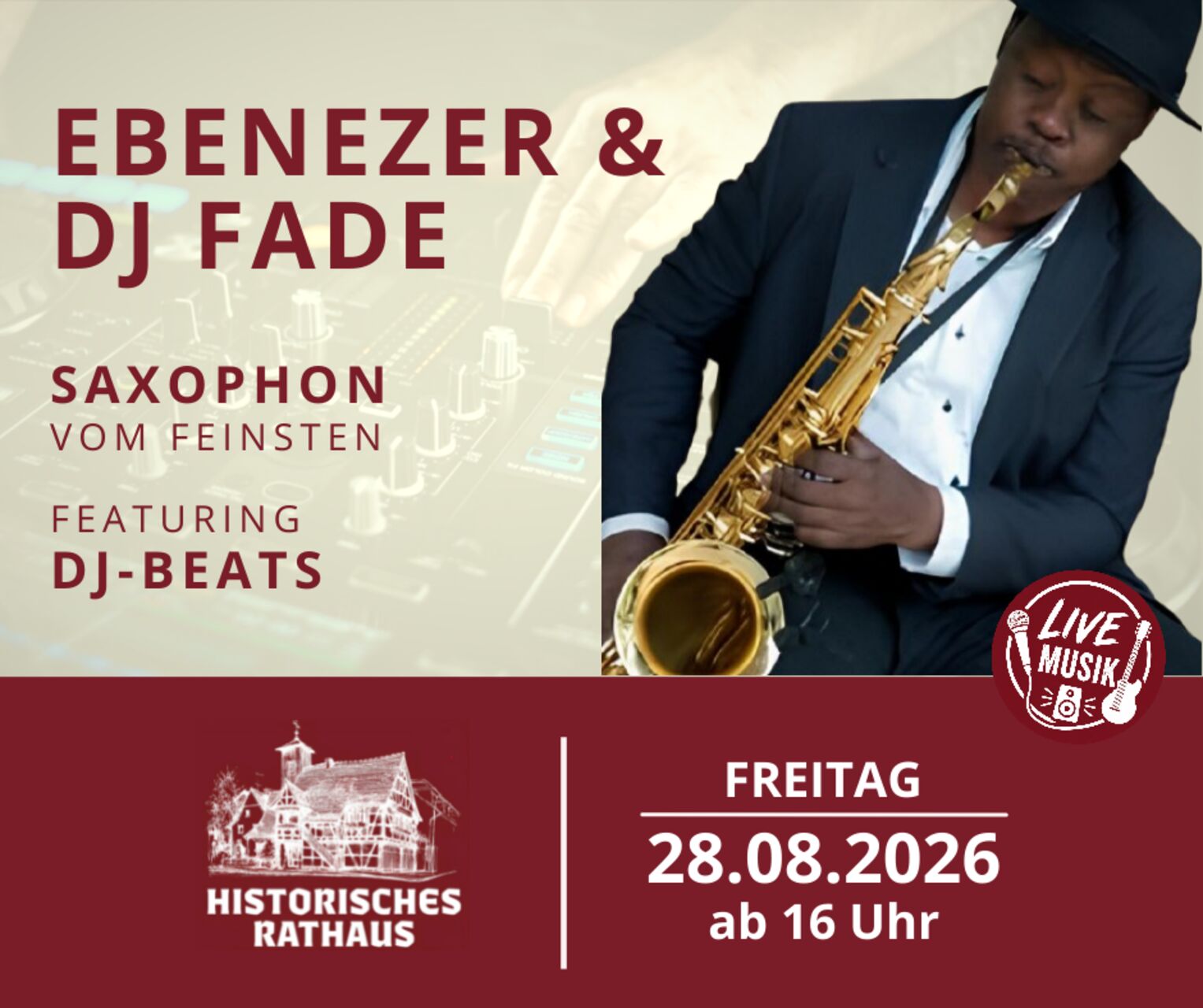 🎷 Saxophon vom Feinsten featuring DJ-Beats – Live Event