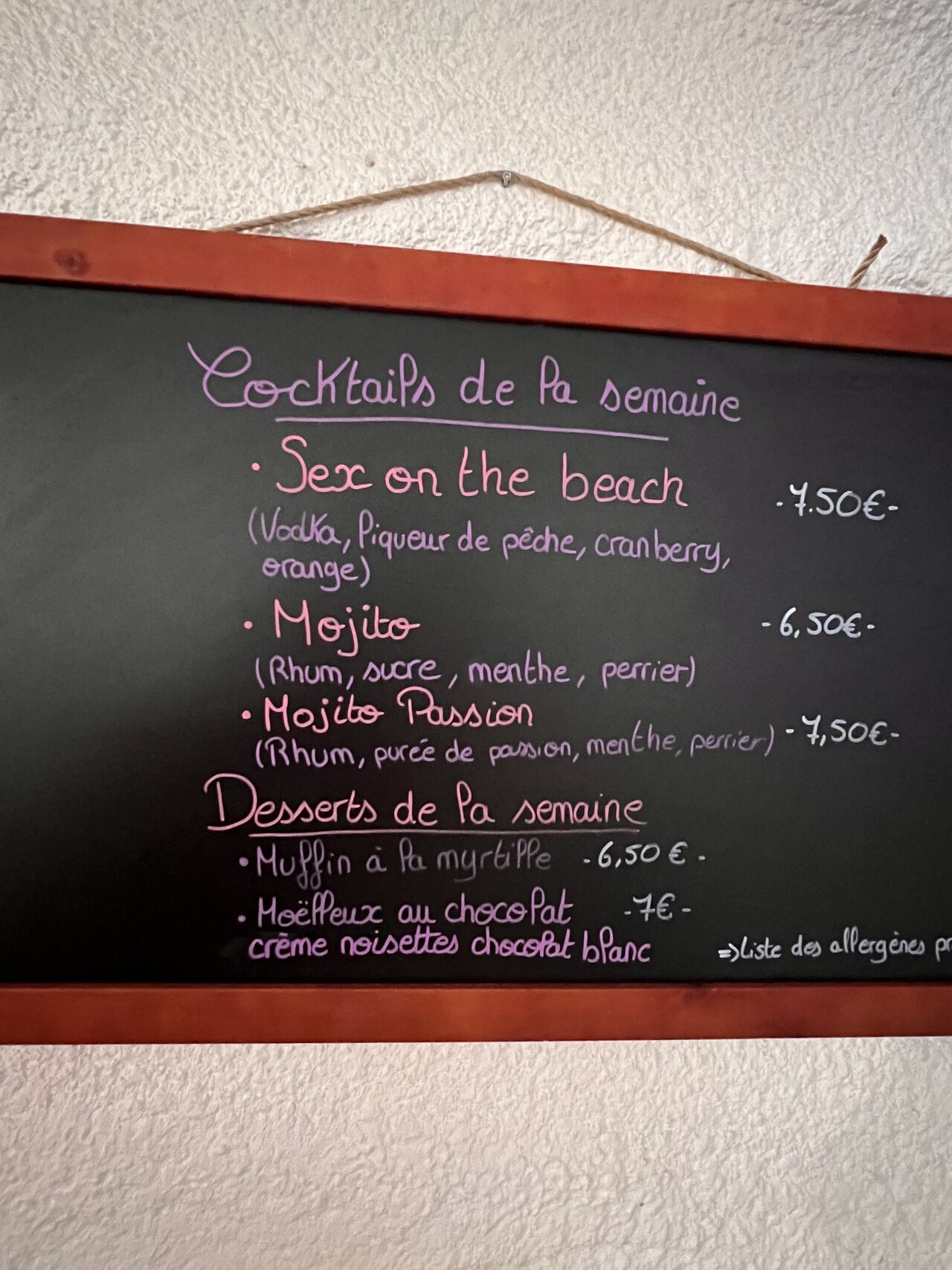 Cocktails et desserts de la semaine