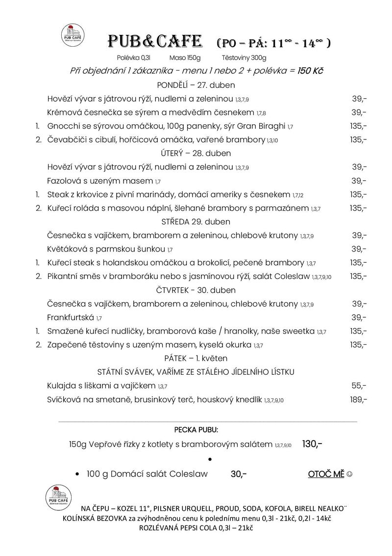Denní menu od 27.DUBEN