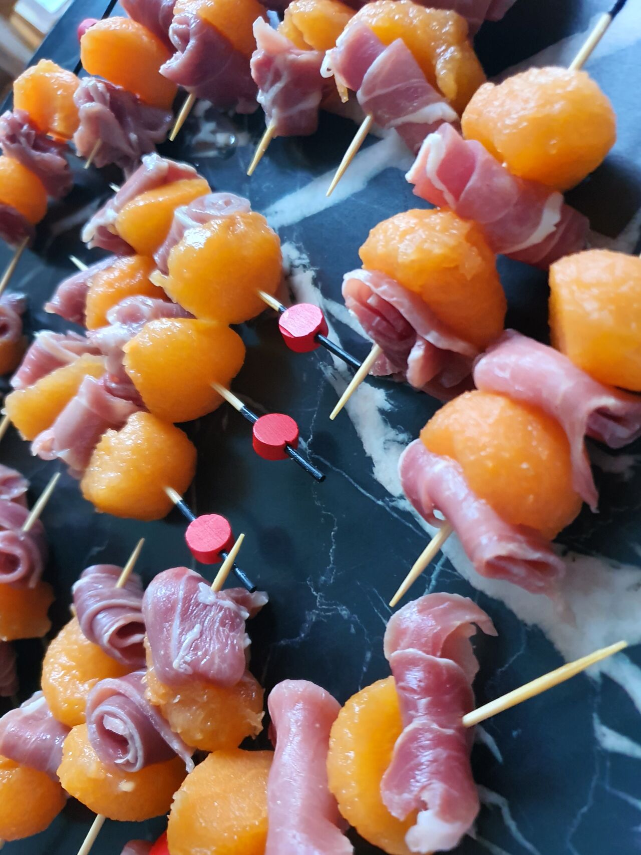 Brochettes Melon - Jambon cru