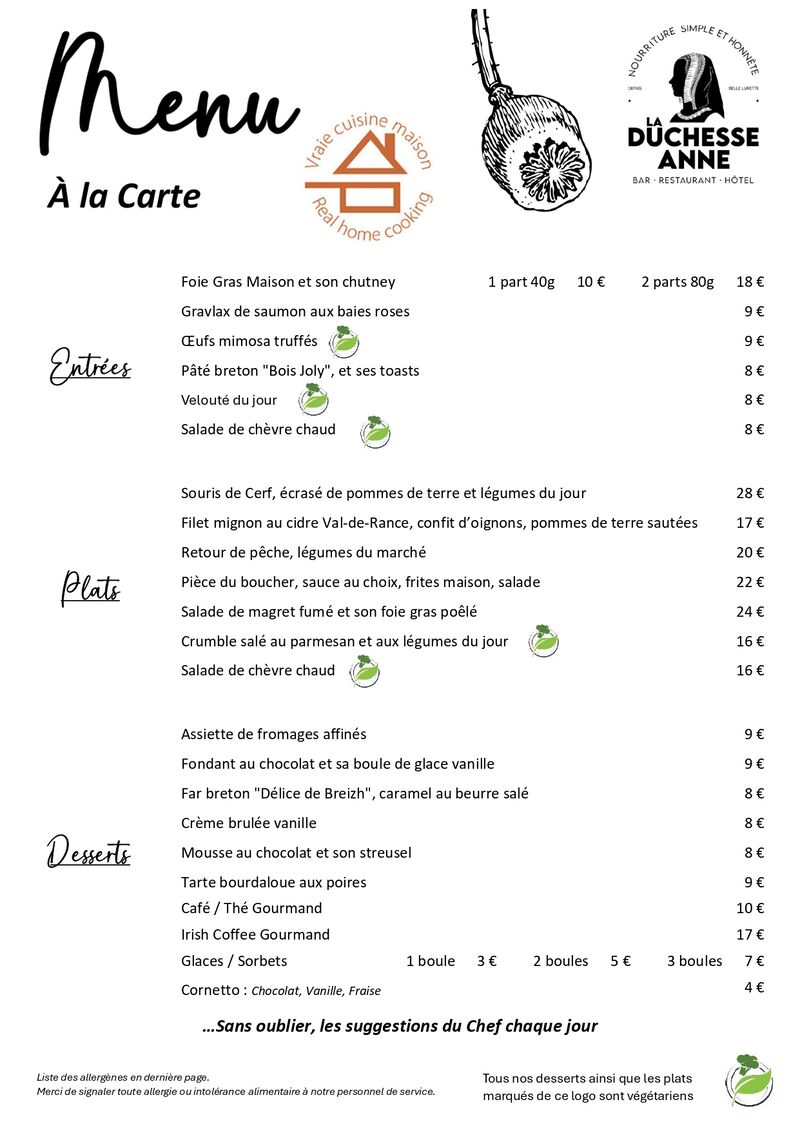 Menu à la Carte