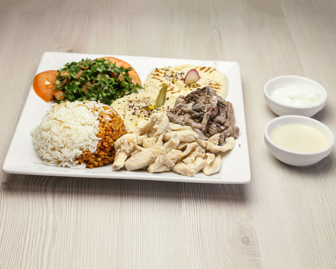 Assiette mixte ( chawarma boeuf et poulet )