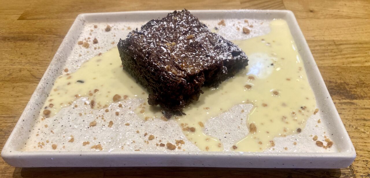 Brownie au chocolat, crème anglaise