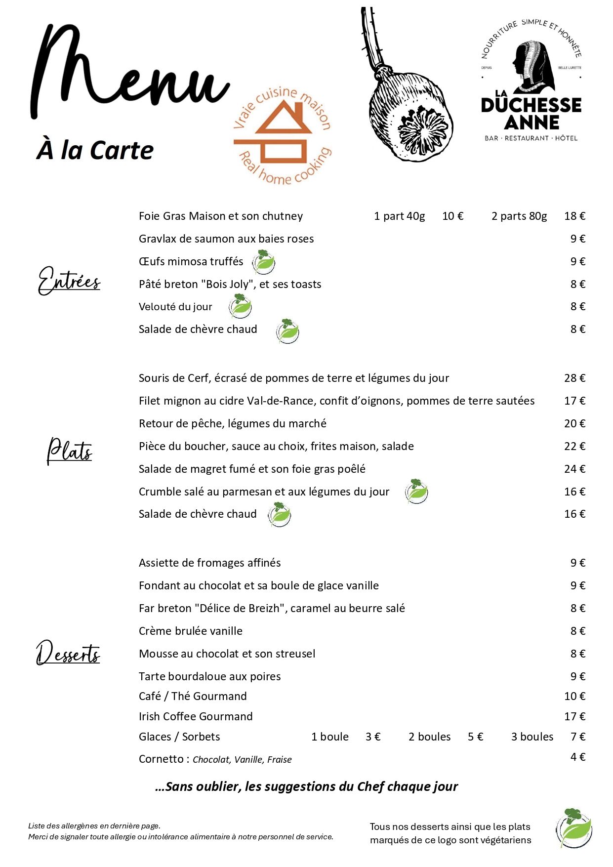 Menu à la Carte