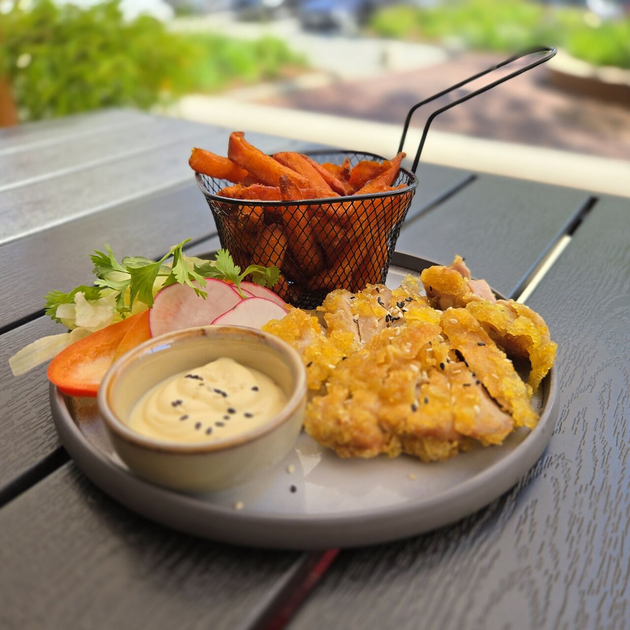 Batátové hranolky s kuřetem