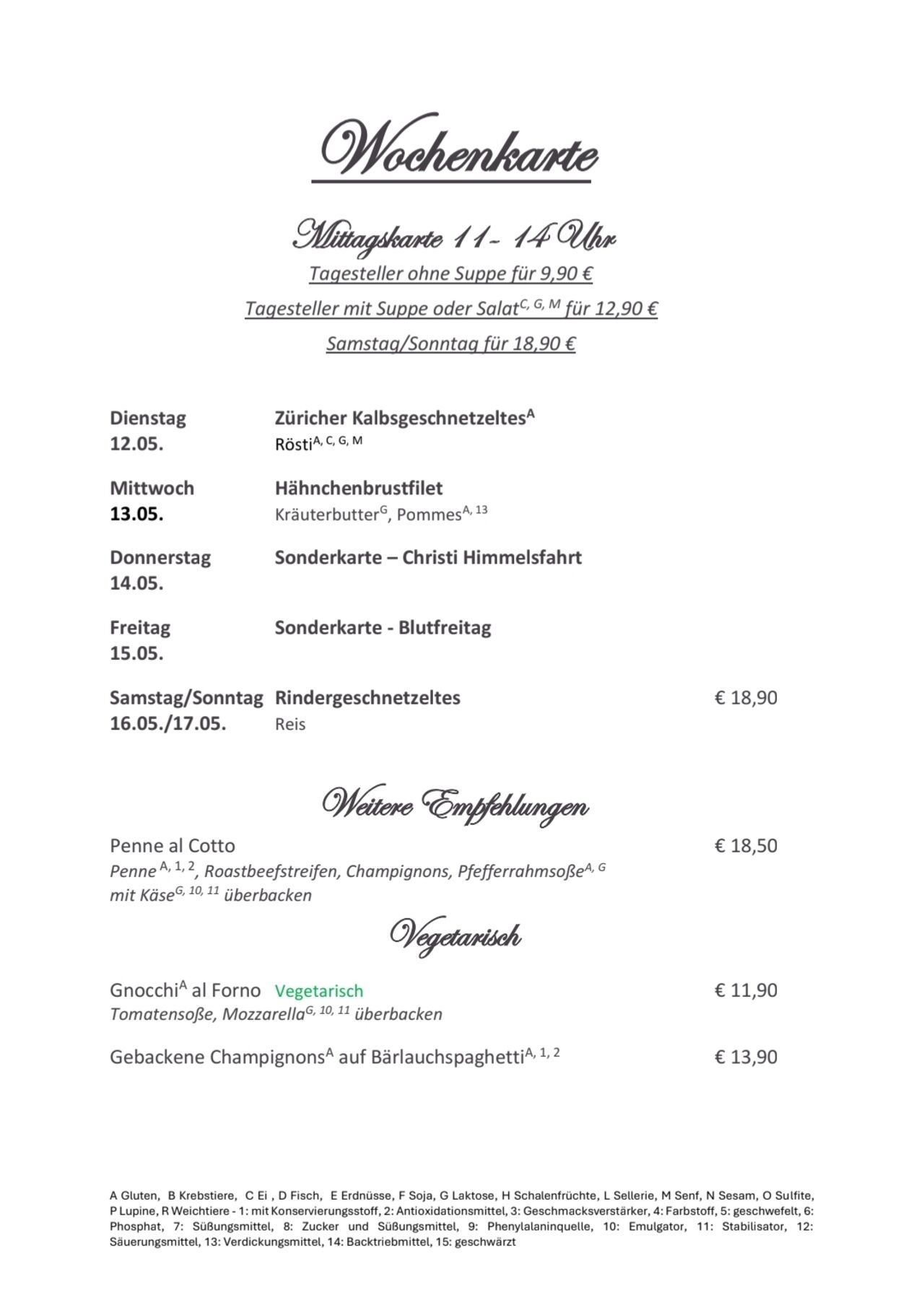 Mittagskarte