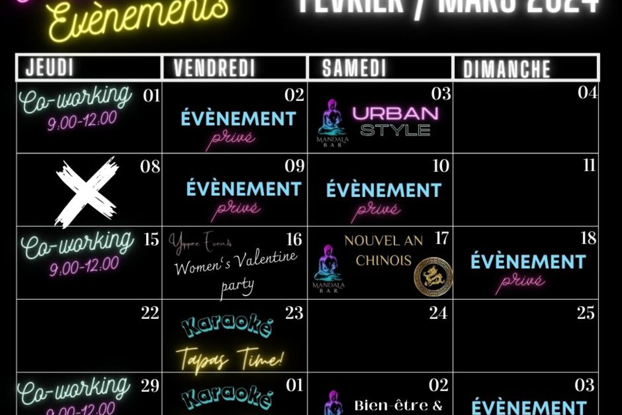 CALENDRIER FEVRIER / DEBUT MARS 2024