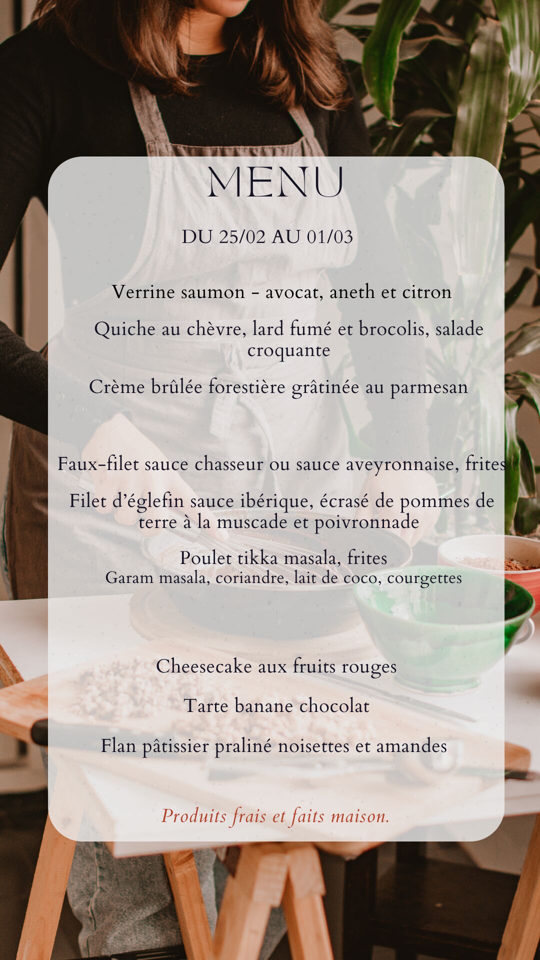 Menu du 25/02/25 au 01/03/25
