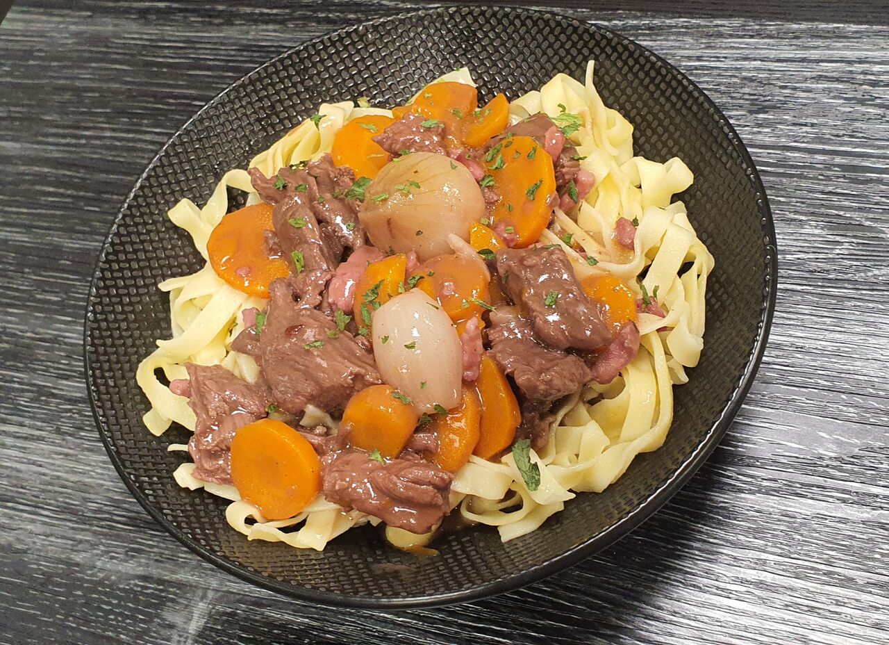 Boeuf bourguignon et ses tagliatelles