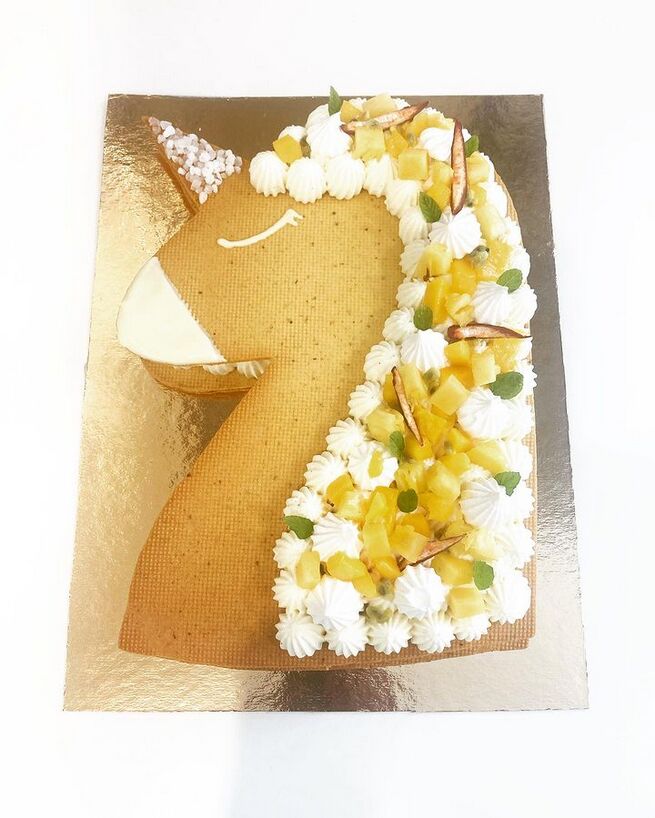 Number cake Licorne fruits exotiques