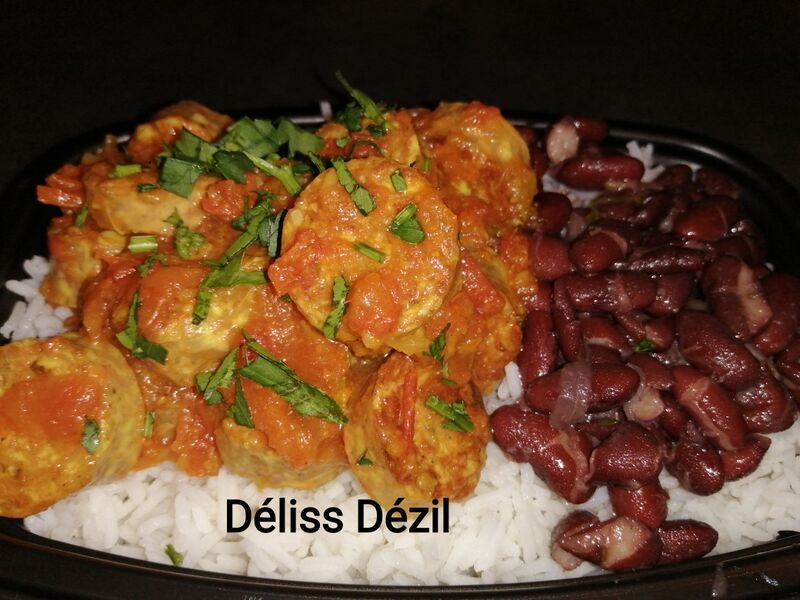 Rougail saucisses maison, saucisses maison faites par nous