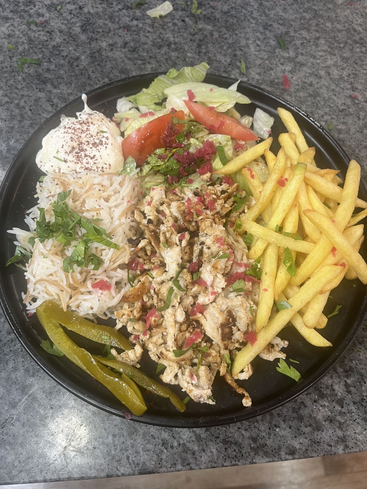 Assiette chawarma poulet 