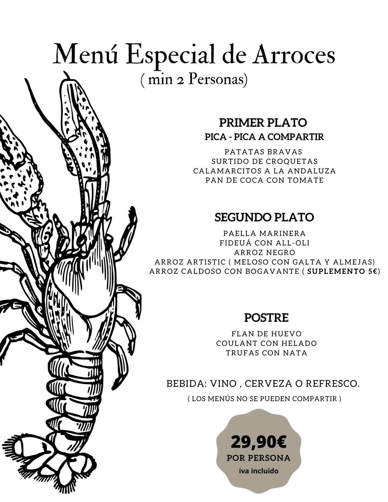 MENÚ ESPECIAL DE ARROCES
