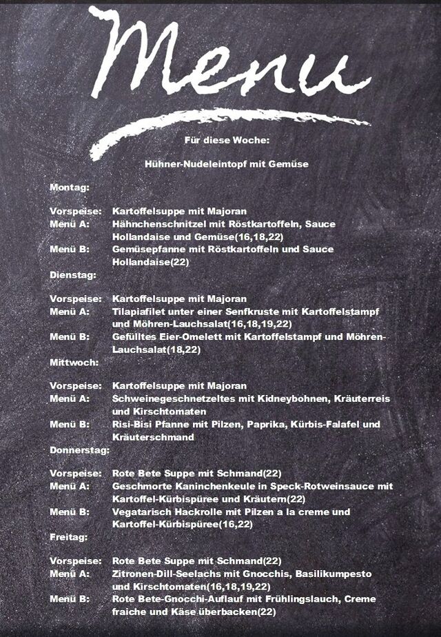 Speiseplan für diese Woche