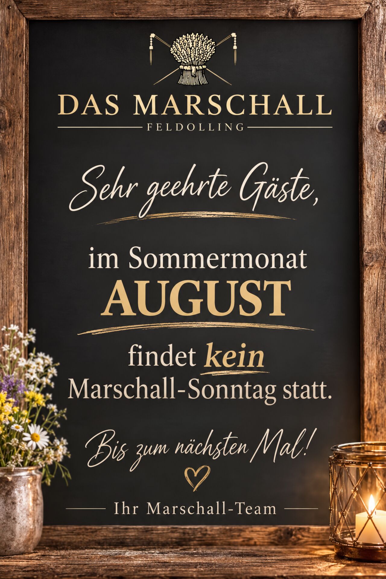 August Marschall- Sonntag entfällt