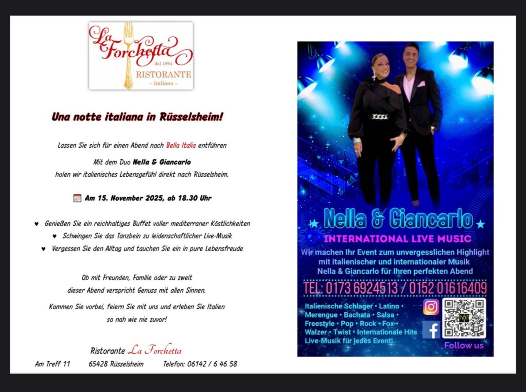 Italienischer Abend mit Nella & Giancarlo