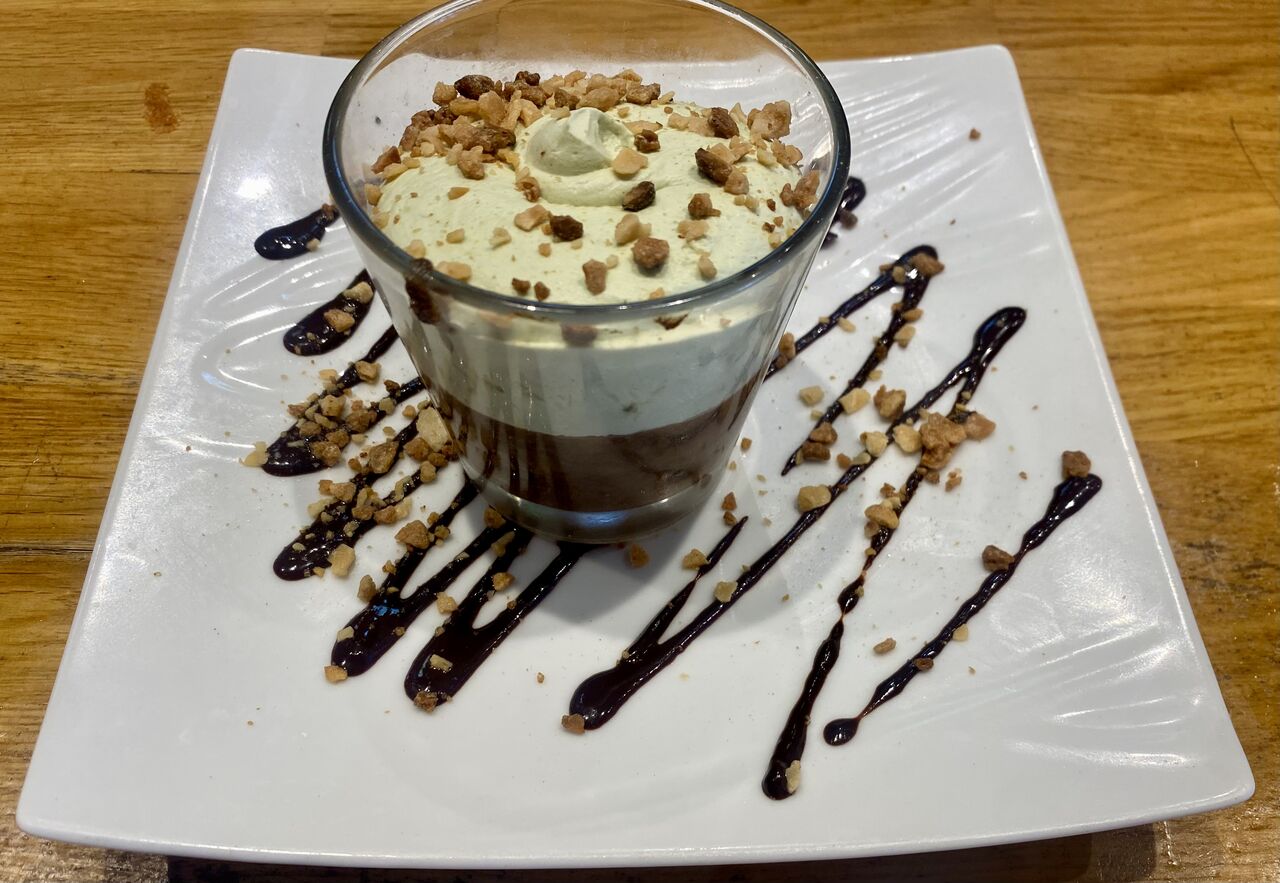 Duo de mousse chocolat/pistache
