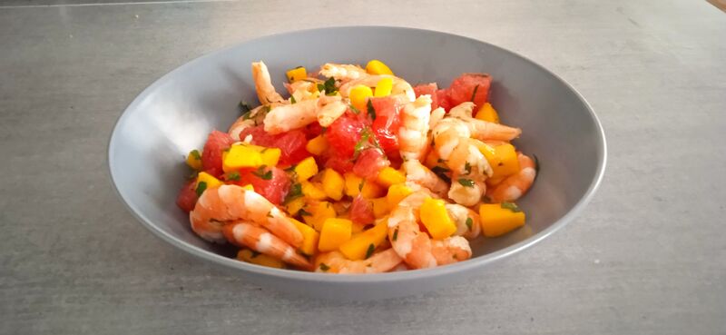 Salade de crevettes mangue coriandre