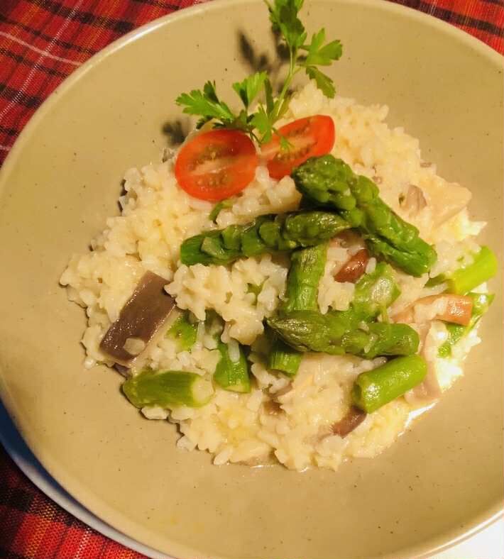 Risotto de Espargos e Cogumelos - Vegetariano 