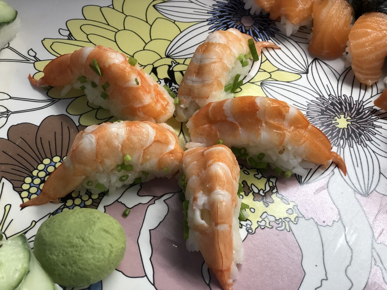 sushis crevettes wasabi