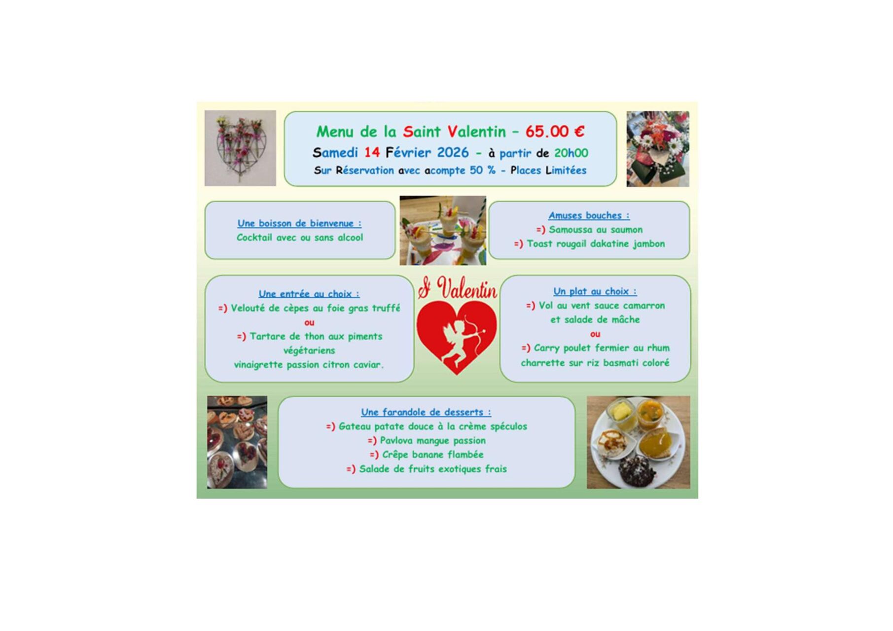 Menu de la Saint Valentin 2026