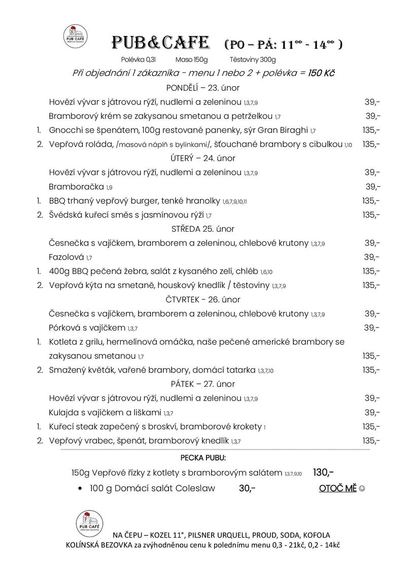 Denní menu od 23. ÚNORA