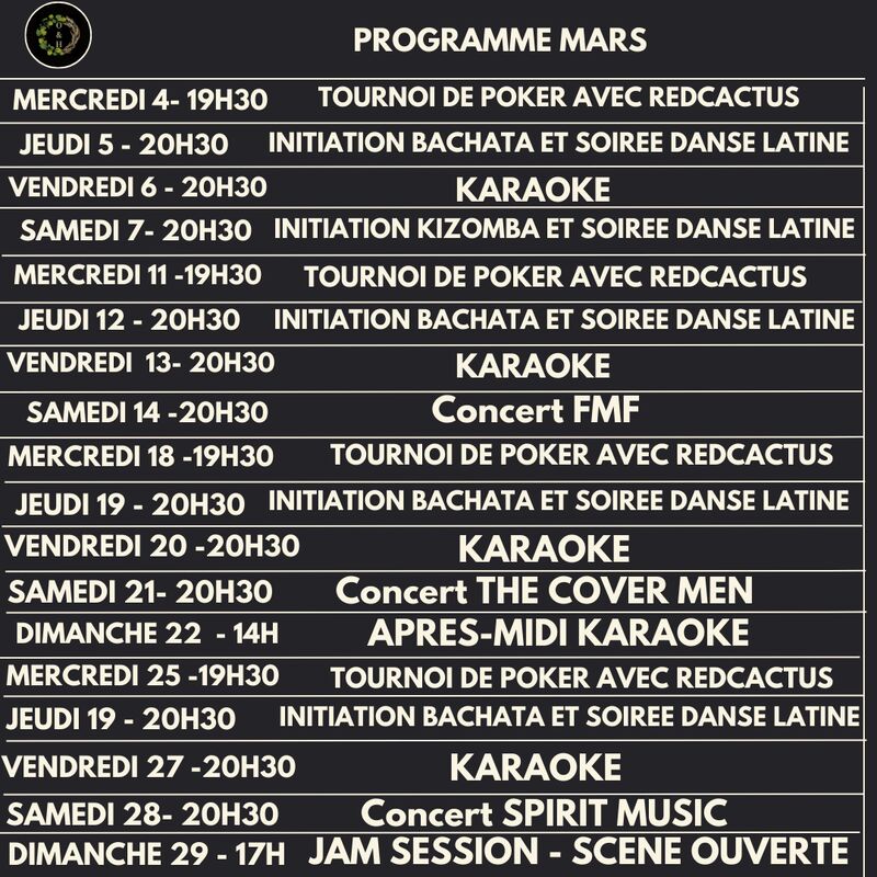 Programme de mars 2026