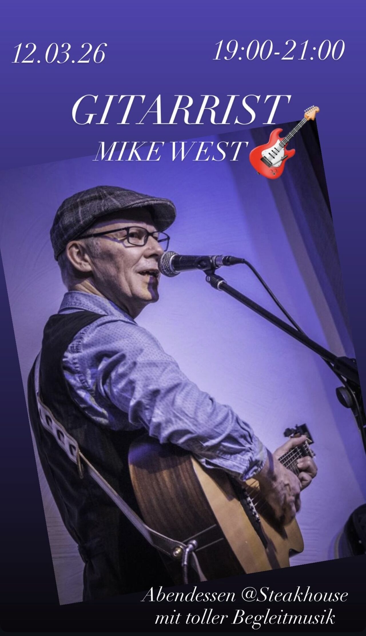 Gitarrist Mike West 12.03.26 / 19:00-21:00