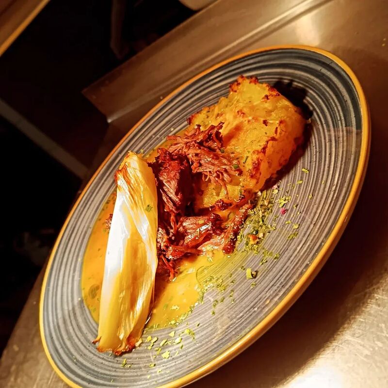 plat gratin - poireau et son effiloché de bœuf